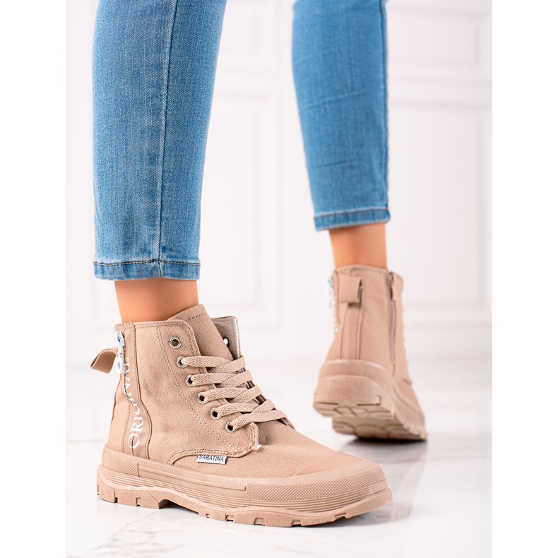 Sabatina Zapatillas altas originales beige marrón 2