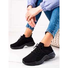 Renda Zapatillas con cordones negras negro 2