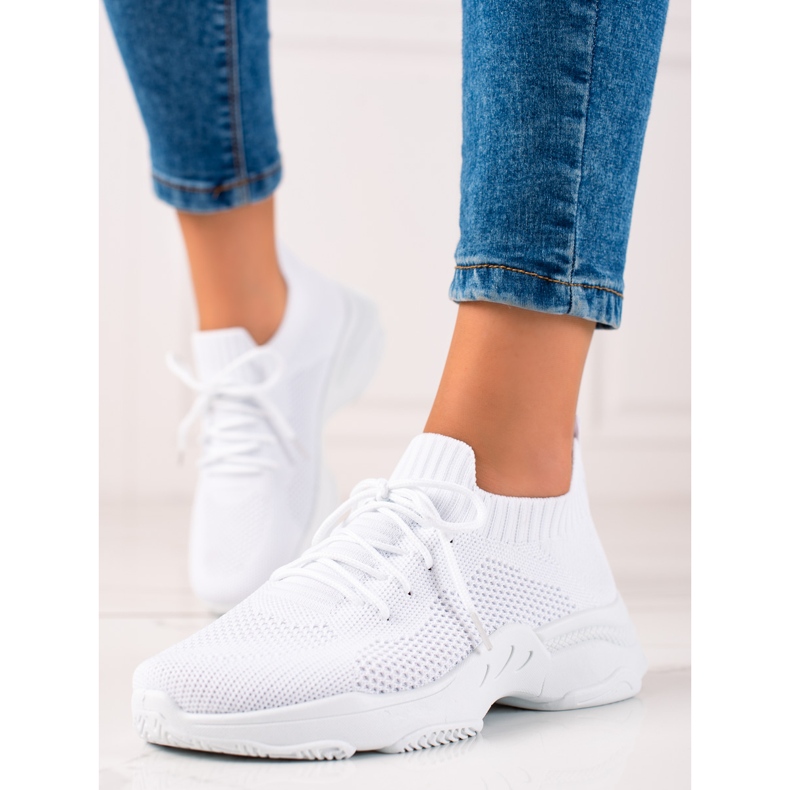 Renda Zapatillas con cordones blancas blanco 1