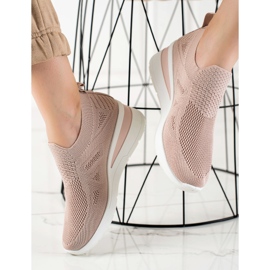 TRENDI Zapatillas de cuña sin cordones rosado 2