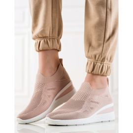 TRENDI Zapatillas de cuña sin cordones rosa 1