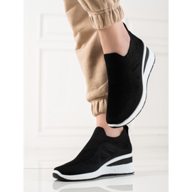 TRENDI Zapatillas de cuña sin cordones negro 1