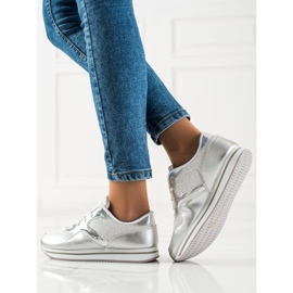 TRENDI Zapatillas Plateadas plata 2