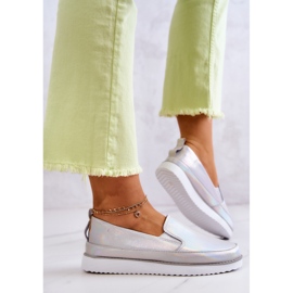 Sneakers Mujer Cuero Slip-On S.Barski Holographic Plata 3