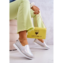 Sneakers Mujer Cuero Slip-On S.Barski Holographic Plata 4
