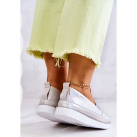 Sneakers Mujer Cuero Slip-On S.Barski Holographic Plata 6