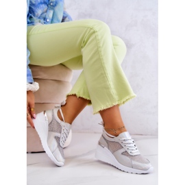 S.Barski Deportivas Cuña Piel Malla Plata 4