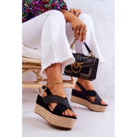FW1 Sandalias de mujer en la plataforma Emmalee negra negro 4