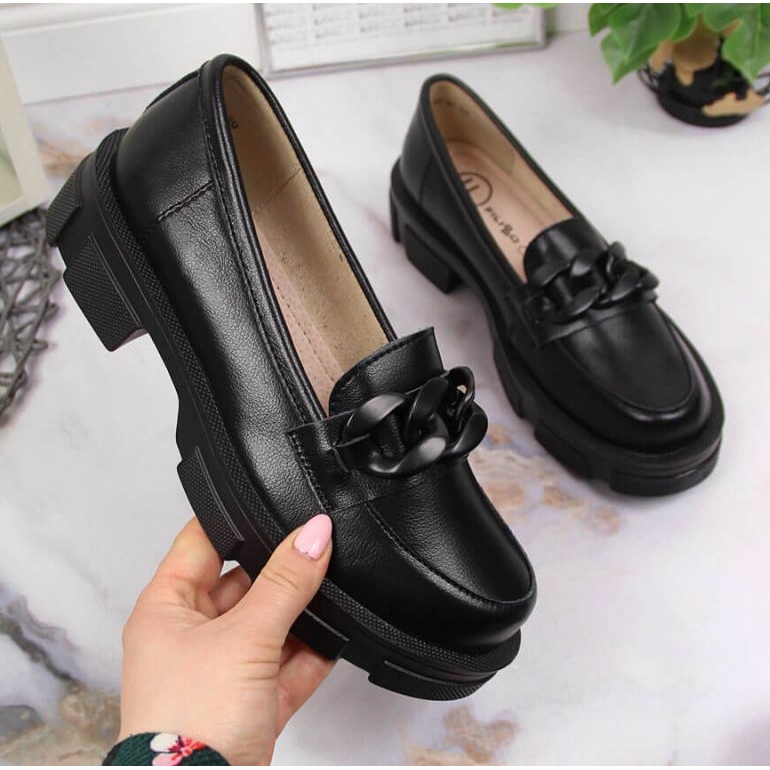 Zapatos de piel con cadena Filippo W PAW252C negro 1