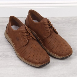 Zapatos de cuero calado Rieker M RKR528 marrón 3