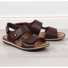 Sandalias de piel con velcro Rieker M RKR529 marrón 1