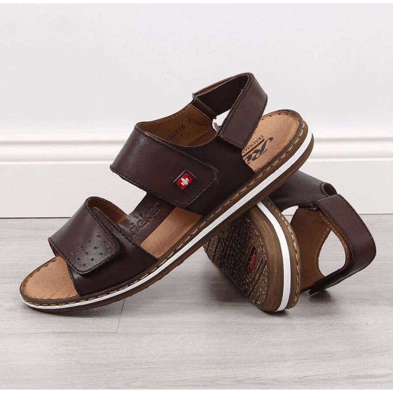 Sandalias de piel con velcro Rieker M RKR529 marrón 2
