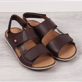 Sandalias de piel con velcro Rieker M RKR529 marrón 3
