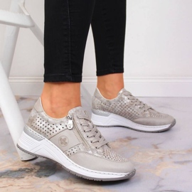 Zapatillas cuña Rieker W N4327-80 beige 3