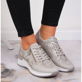 Zapatillas cuña Rieker W N4327-80 beige 4