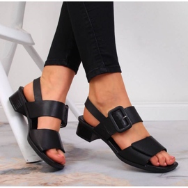 Sandalias de piel en bloque Rieker W 62663-01 negro 2