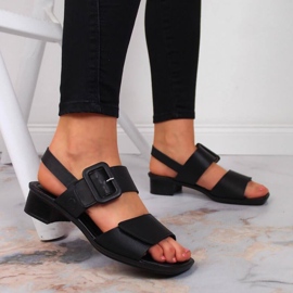 Sandalias de piel en bloque Rieker W 62663-01 negro 3