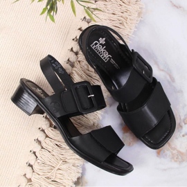 Sandalias de piel en bloque Rieker W 62663-01 negro 6