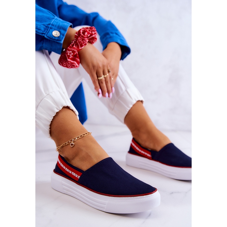Sneakers Mujer Slip On Big Star JJ276009 Azul Marino-Rojo 1