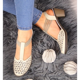 Sandalias de piel Rieker W RKR316 beige 5