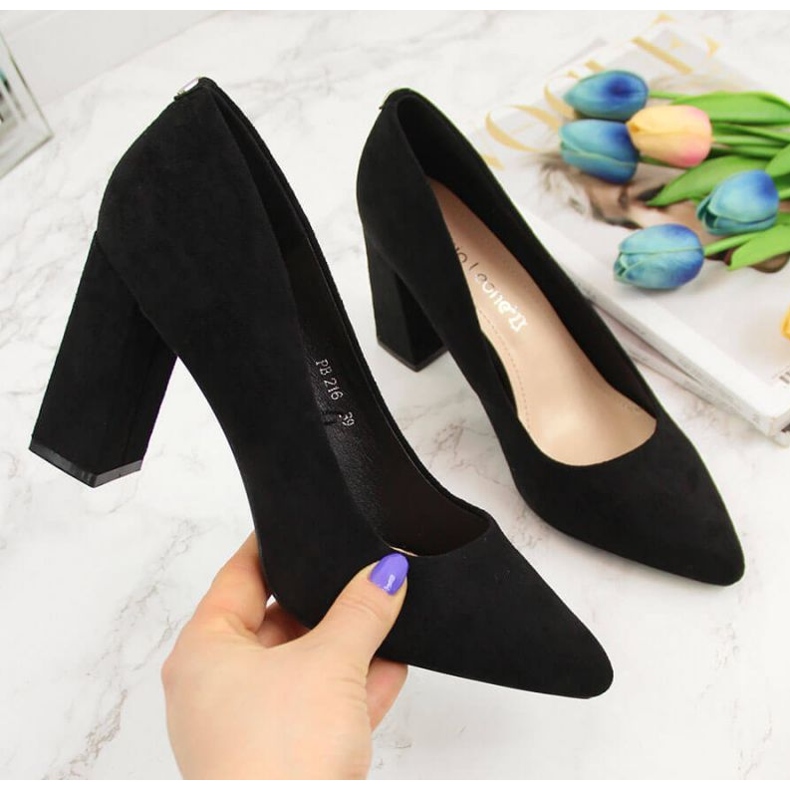 Zapatos de tacón en el poste de gamuza Sergio Leone W SK316A negro 1