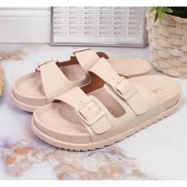 Zapatillas de goma con hebillas S. Bararski W OLI157A beige 2