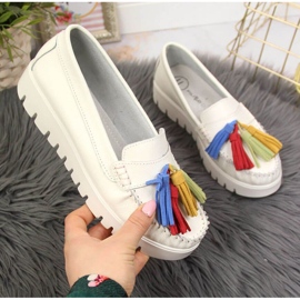Mocasines de piel con flecos Filippo W PAW327B blanco 1