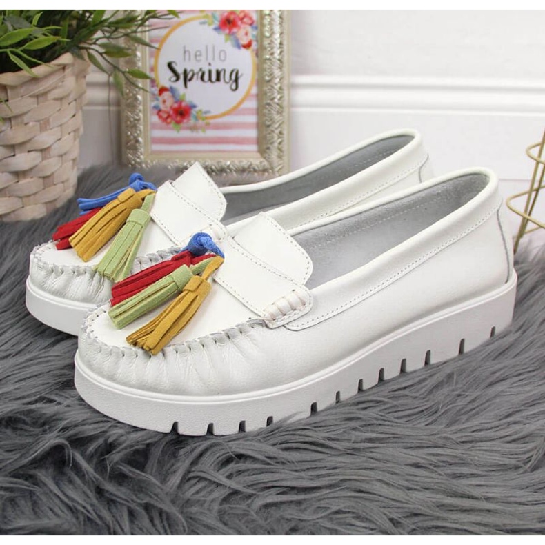 Mocasines de piel con flecos Filippo W PAW327B blanco 2