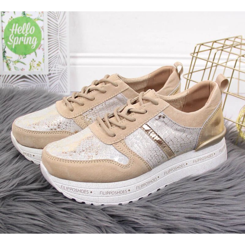 Zapatillas de cuero en la plataforma Filippo W PAW329 beige 2