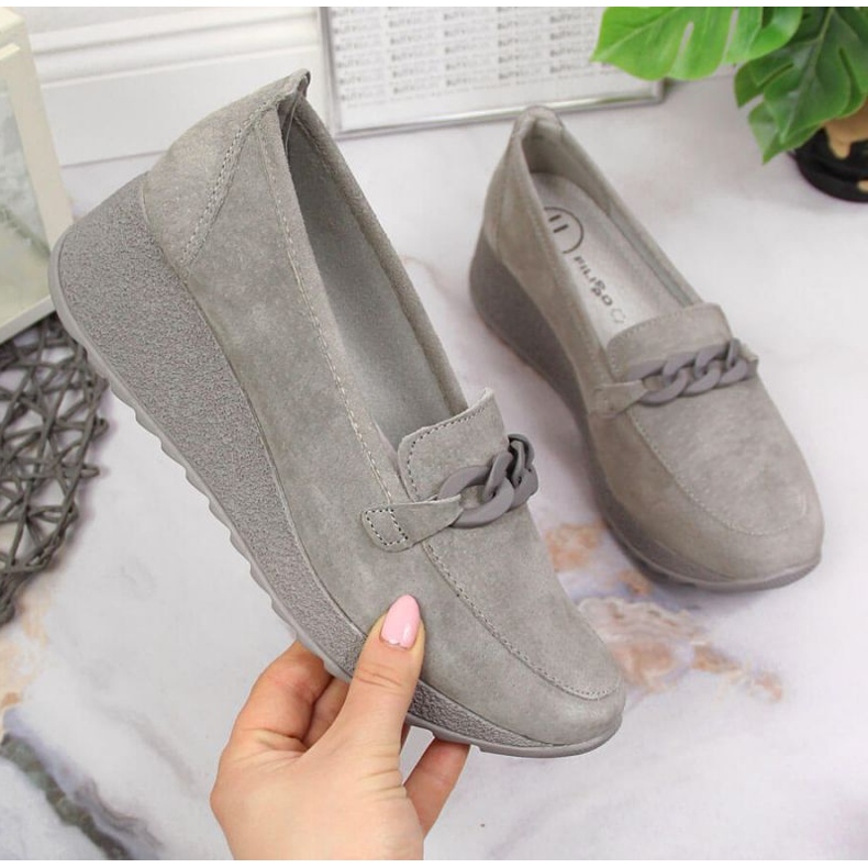 Zapatos de piel con cadena Filippo W PAW337B gris 1