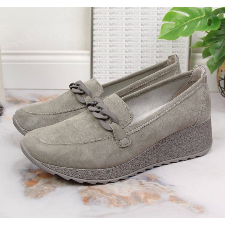 Zapatos de piel con cadena Filippo W PAW337B gris 2