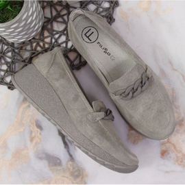Zapatos de piel con cadena Filippo W PAW337B gris 3