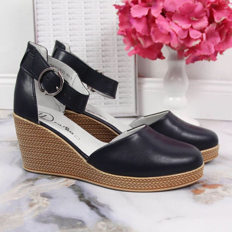 Sandalias con cuña Filippo W PAW340B azul marino 2