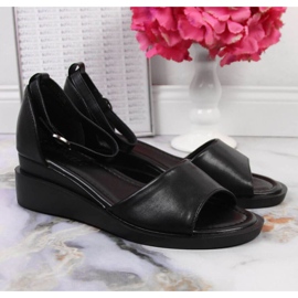 Negro Vinceza W JAN102A sandalias con cuña 2