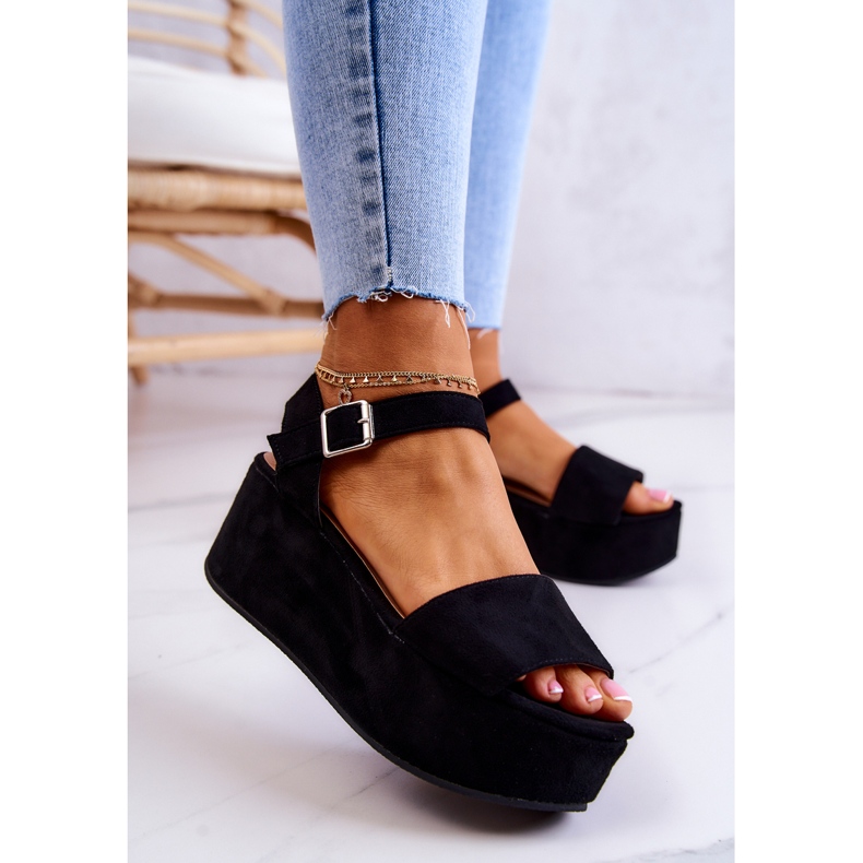 FW1 Sandalias de gamuza en la plataforma Stamford negra negro 2