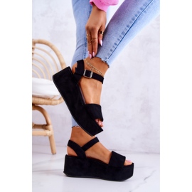 FW1 Sandalias de gamuza en la plataforma Stamford negra negro 3