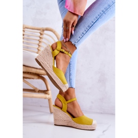 FW1 Alpargatas De Mujer Con Plataforma Trenzada Amarillo Canillo 5
