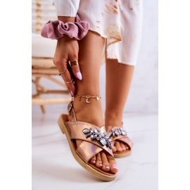 FW1 Cómodas Sandalias De Mujer Con Adorno De Irvine En Oro Rosa rosado dorado 1