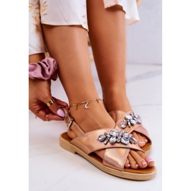 FW1 Cómodas Sandalias De Mujer Con Adorno De Irvine En Oro Rosa rosado dorado 4