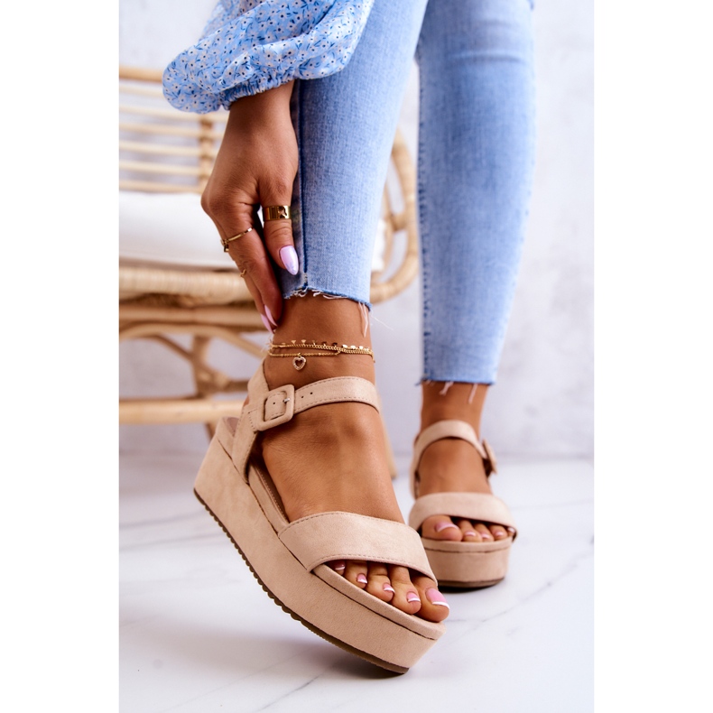 FW1 Sandalias De Gamuza En La Plataforma Sariah Beige 1