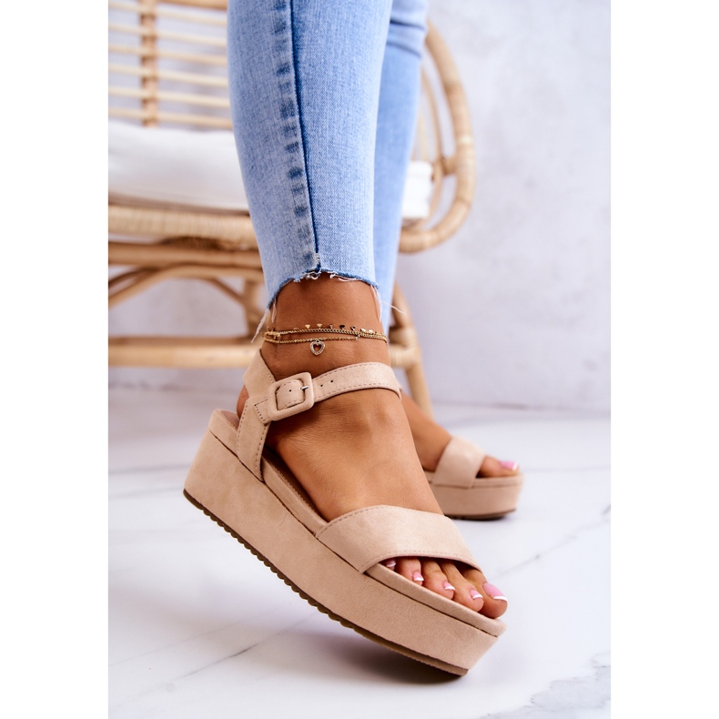 FW1 Sandalias De Gamuza En La Plataforma Sariah Beige 2