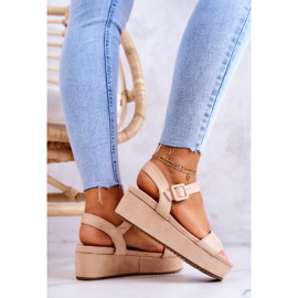 FW1 Sandalias De Gamuza En La Plataforma Sariah Beige 3