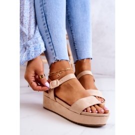FW1 Sandalias De Gamuza En La Plataforma Sariah Beige 7