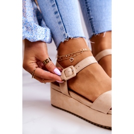 FW1 Sandalias De Gamuza En La Plataforma Sariah Beige 6