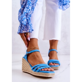 FJ1 Sandalias de cuña de ante azul Luisiana 1