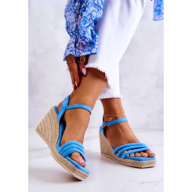 FJ1 Sandalias de cuña de ante azul Luisiana 2