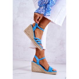 FJ1 Sandalias de cuña de ante azul Luisiana 3