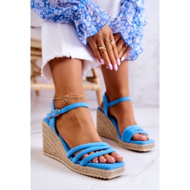 FJ1 Sandalias de cuña de ante azul Luisiana 5