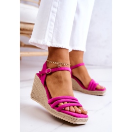 FJ1 Sandalias de cuña Louisiana de ante rosa rosado 3