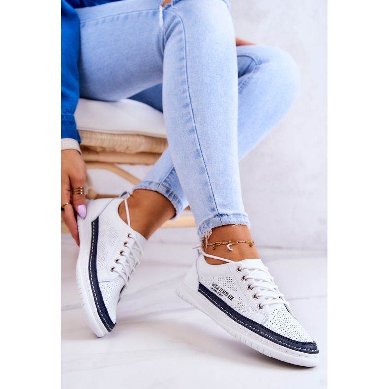 Deportivas Mujer Piel Blanco y Azul Marino Cloesa 1 Deportivas Mujer Piel Blanco y Azul Marino Cloesa 1
